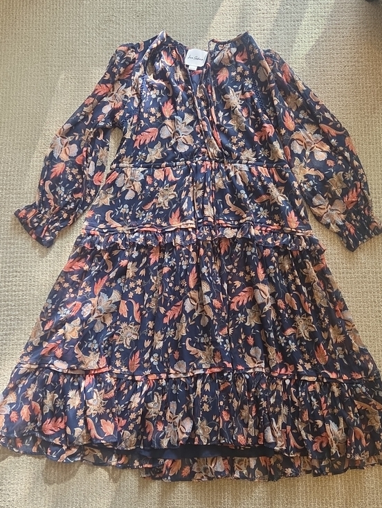 Sam Edelman Dresses & Skirts - Sam Edelman Navy Floral Midi Dress with Pink & Cream Flowers